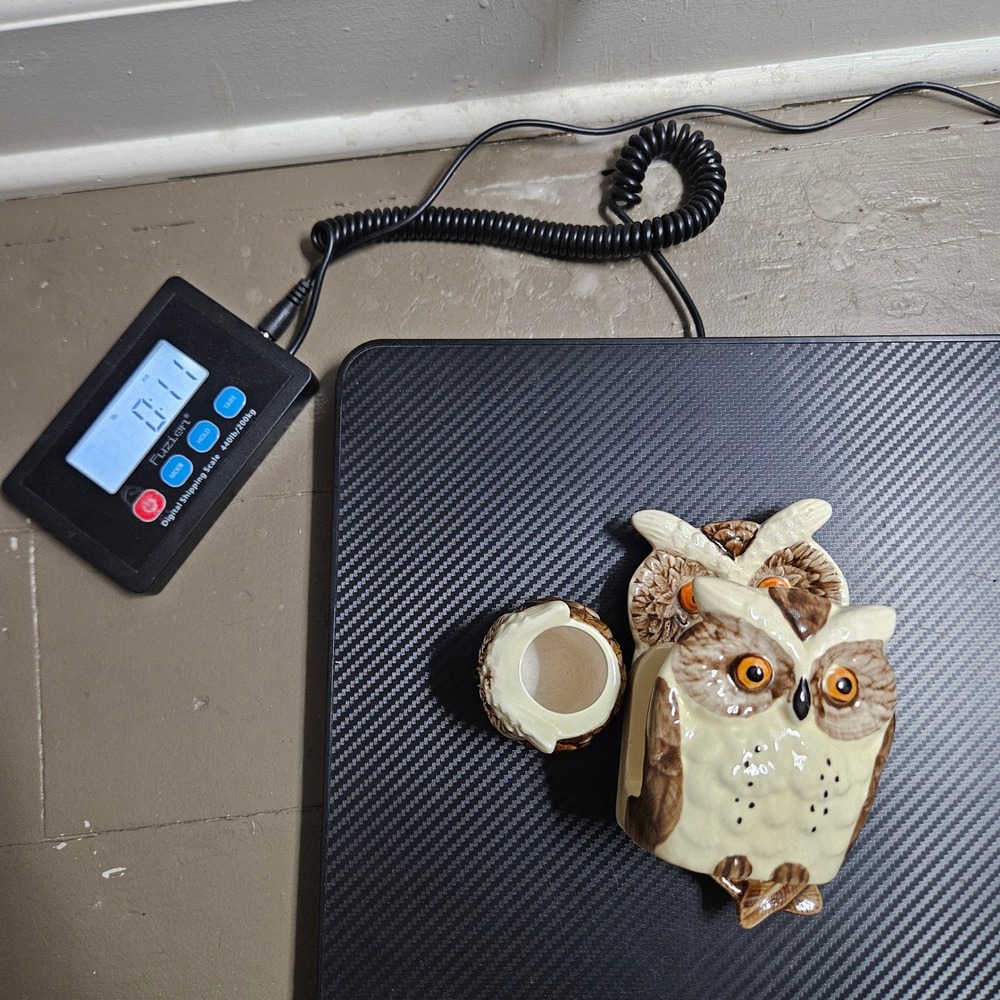 Vtg Ceramic Owl Set Japan Napkin Holder Spoon Rest Toothpick Holder‎ Brown Cream - Picture 9 of 10